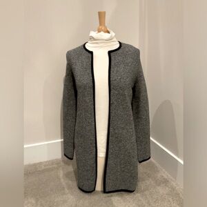 Talbots Sweater Jacket Black/White Tweed Cotton Blend, Size P